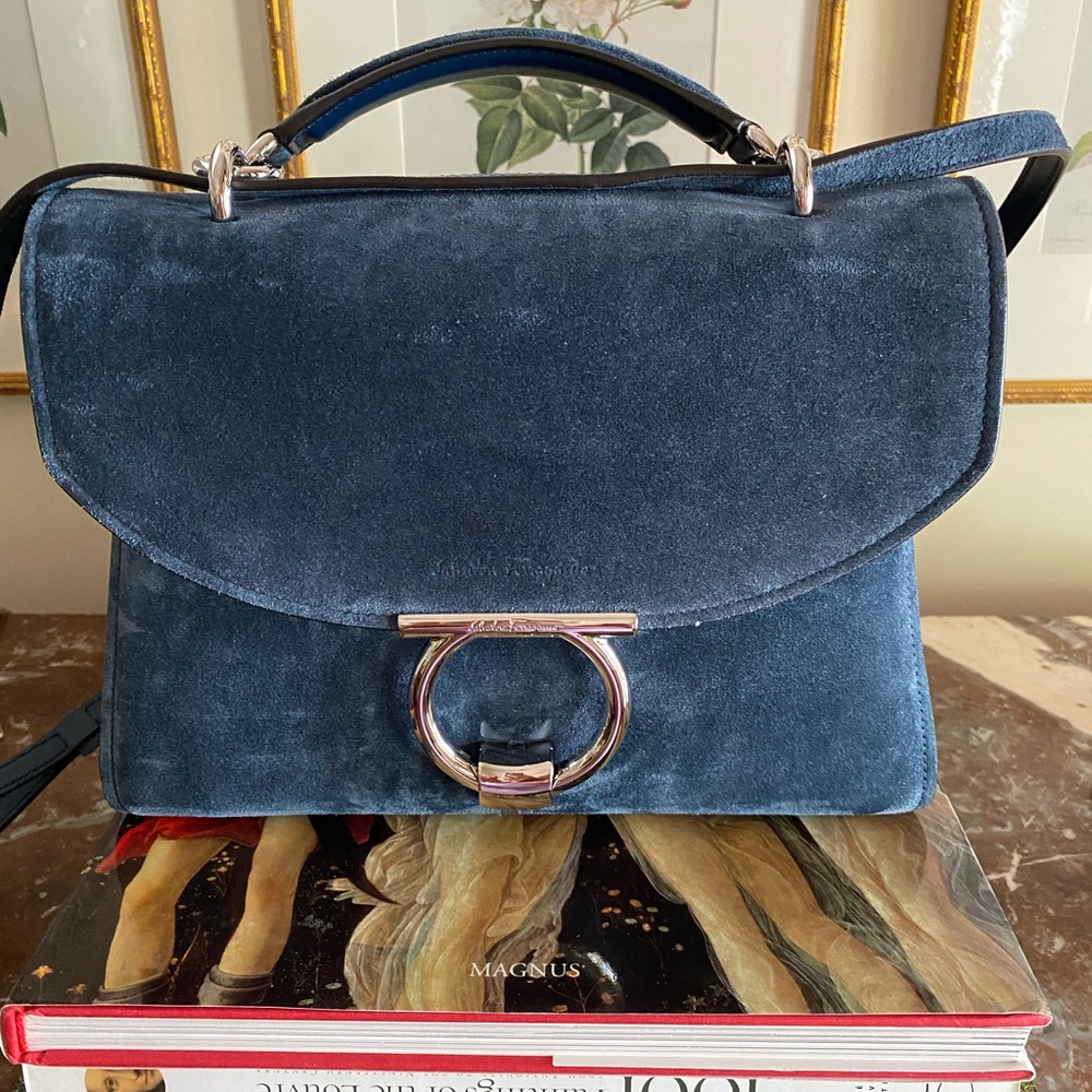 Ferragamo Margot Suede Satchel Handbag